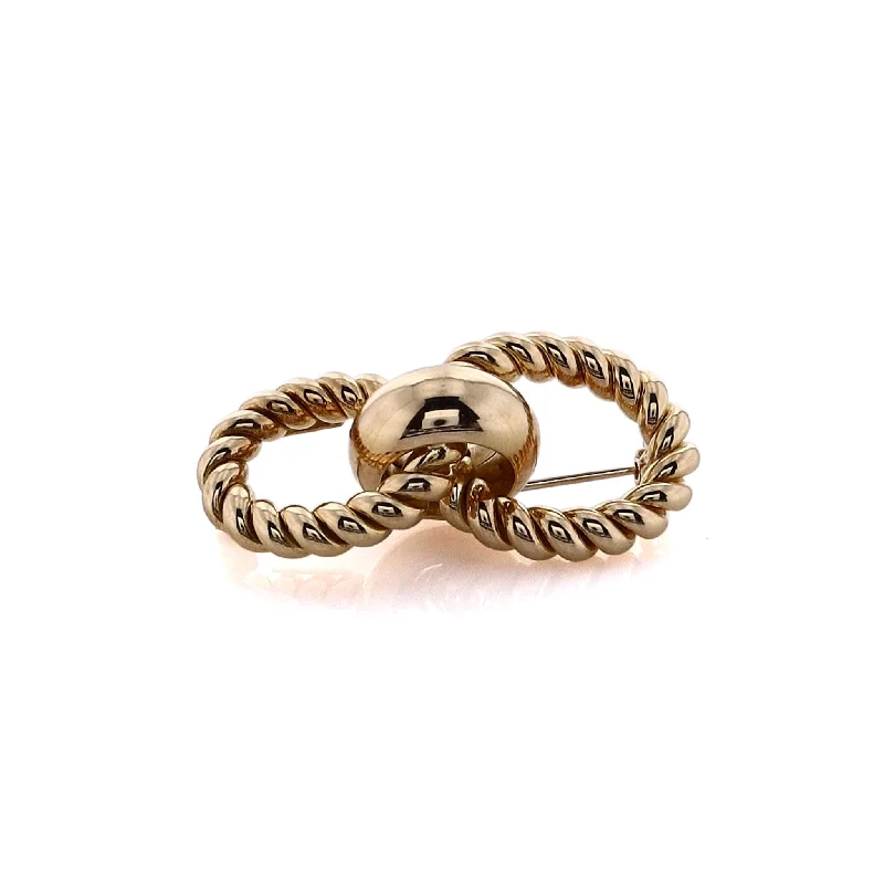 Huge Savings On Timeless Jewelry Collections Estate 18 Karat Yellow Gold Double Oval Cable Design With Polished Bar Brooch