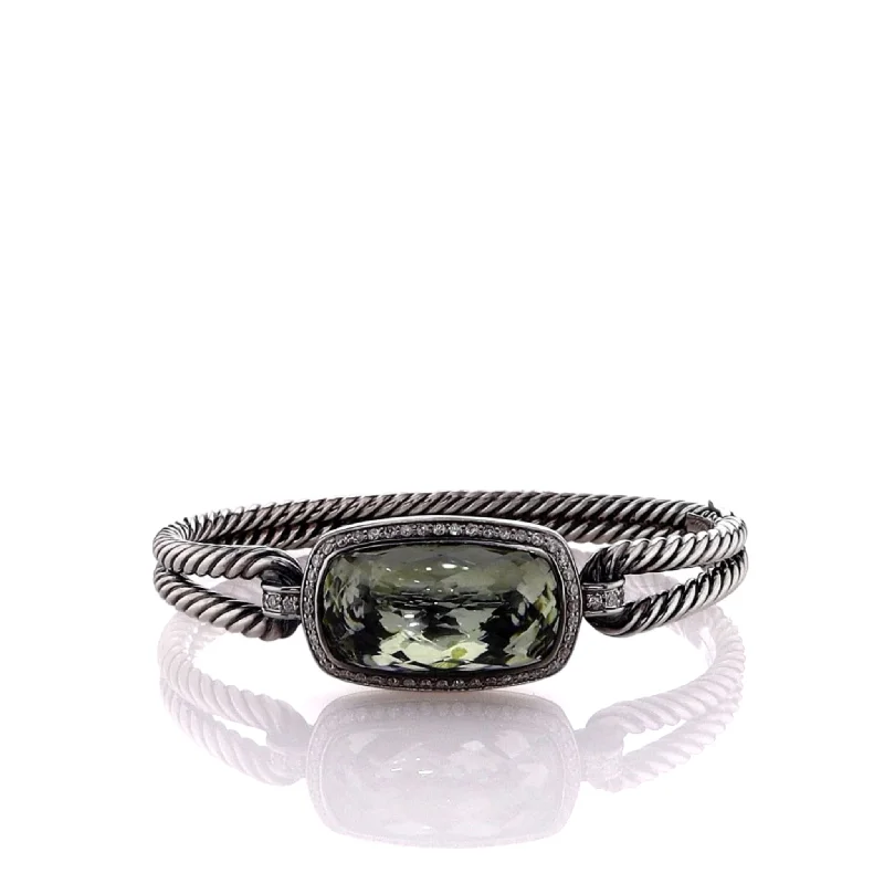 Gorgeous Jewelry, Limited-Time Savings Estate David Yurman Sterling Silver Hinged Albion Prasiolite Bangle Bracelet