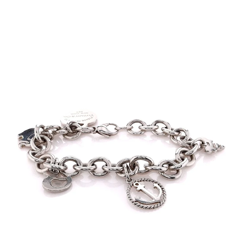 Flash Sale On Exquisite Jewelry – Don't Miss Out Estate Tiffany & Co Sterling Silver 8" Oval Link Multi-Charm Bracelet