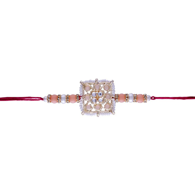 Huge Markdowns On Premium Jewelry Styles Etnico Ethnic Designer Pearl Beads Studded Rakhi Bracelet for Men/Brother/ Bhaiya for Rakshabhandan (R075Pe)