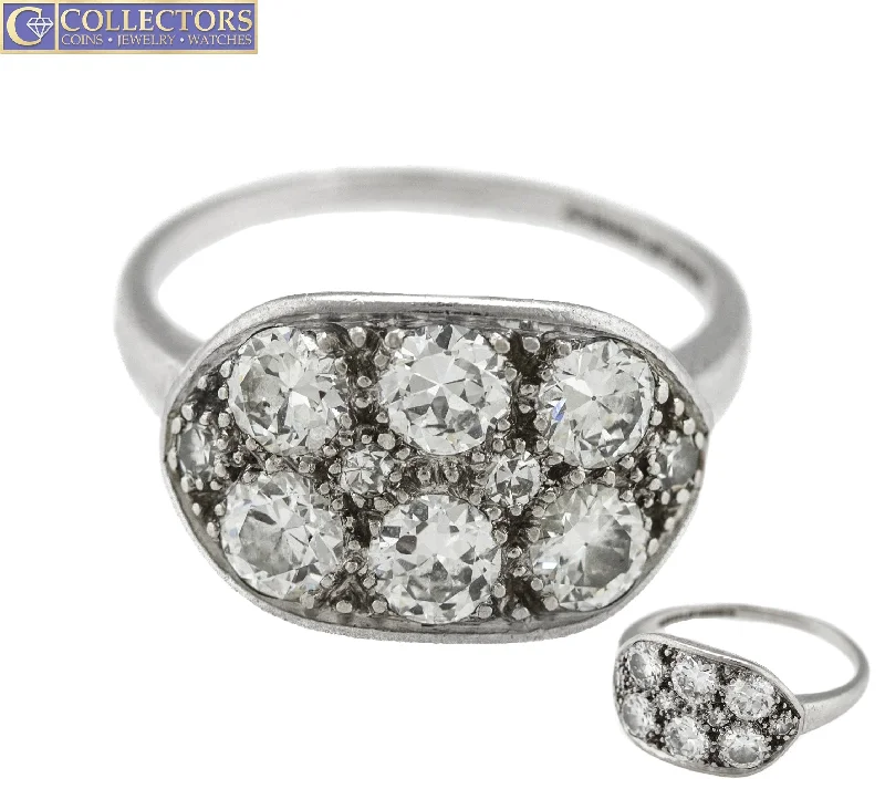 Luxury Jewelry Without The Luxury Price Tag 1930's Antique Art Deco Platinum 1.32CTW Cluster Diamond Band Ring