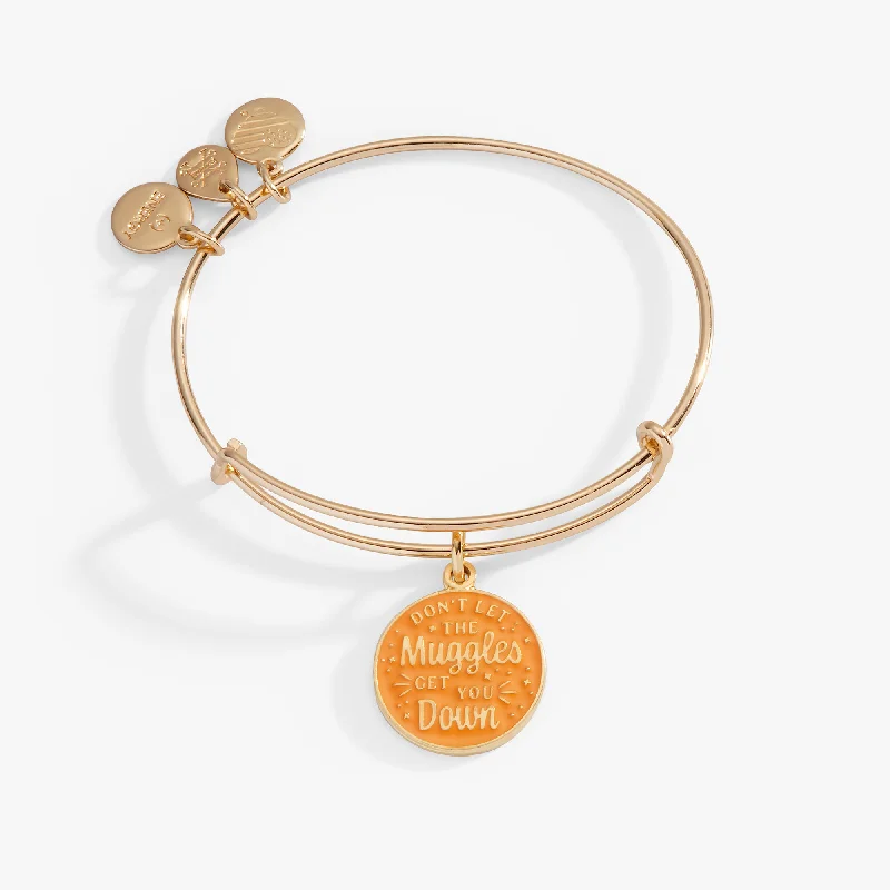 Trendy Minimalist Jewelry For Everyday Wear Harry Potter™ 'Don't Let The Muggles Get You Down' Charm Bangle Bracelet