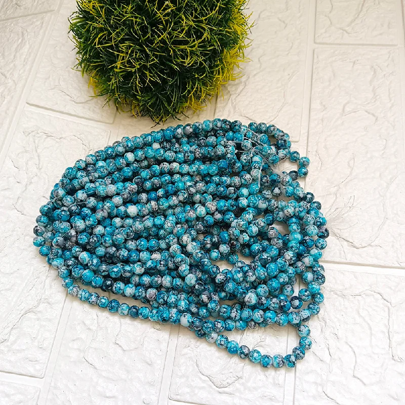 Fashion-Forward Geometric Jewelry For Contemporary Style Kriaa Colored Printed Round Beads 1 String For Jewellery Making (Approx 77 Beads)