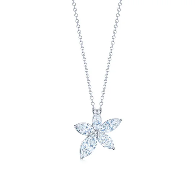 Classic And Modern Jewelry Styles On Sale KWIAT American Beauty Collection 5 Marquise Diamond Pendant N-9828-0-DIA-PLAT