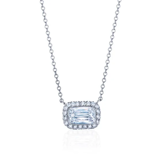 The Ultimate Jewelry Sale – Shop Premium Styles KWIAT Ashoka Diamond Pendant with Bezeled Halo N-9673-GROUP-18KW