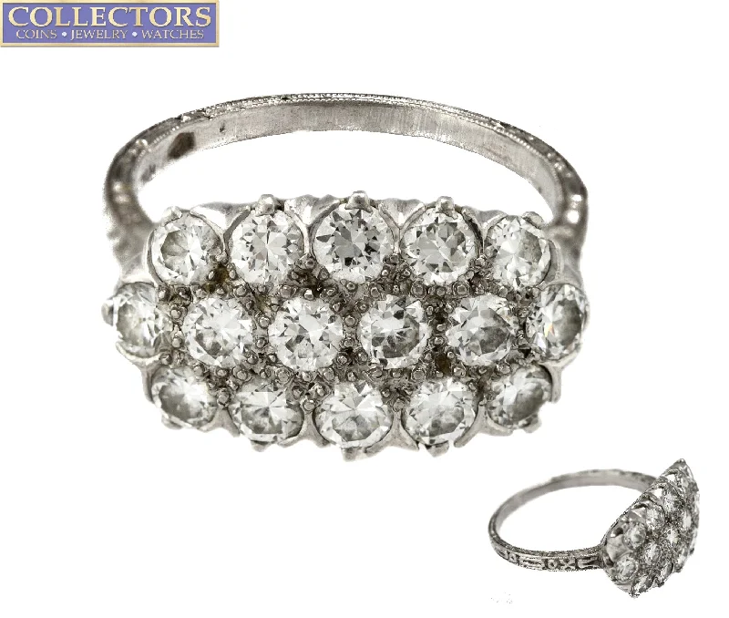 Unique Jewelry For Less – Shop The Sale Now Ladies 1930's Antique Art Deco Platinum 2.08ctw Diamond Cluster Band Ring