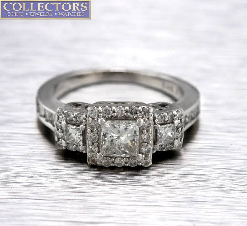 Shop Trending Jewelry With Exclusive Savings Ladies Art Deco 14K White Gold 0.97ctw Princess Cut Diamond Engagement Ring