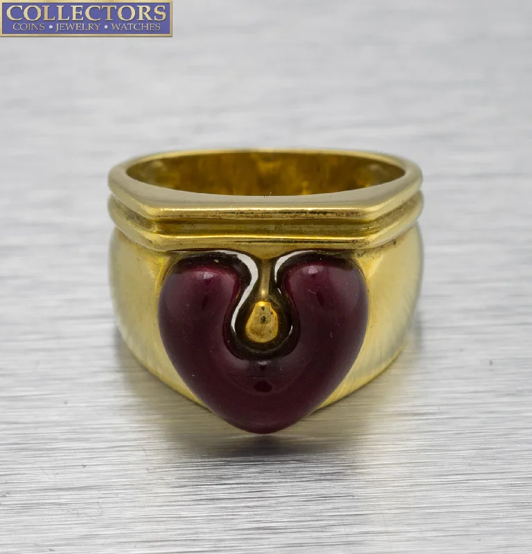 Versatile Layering Jewelry For Effortless Chic Ladies La Nouvelle Bague 750 18K Yellow Gold Burgundy Heart Enamel Ring