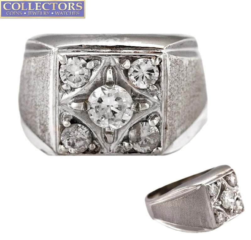 Elegant Rose Gold Jewelry For A Stylish Touch Ladies Vintage Estate 14K White Gold 0.83ctw Diamond Textured Cocktail Ring