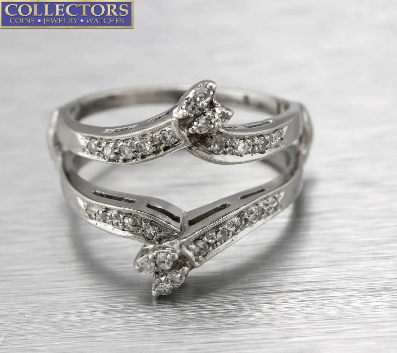 Get The Sparkle You Love At Prices You Adore Lovely Ladies 14K White Gold 0.50ctw Diamond Guard Insert Wrap Enhancer Ring