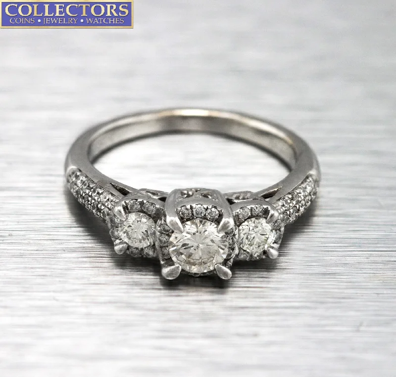 Exclusive Jewelry Sale – Sparkle For Less Women's Modern 14K White Gold 1.10ctw Diamond Engagement Ring