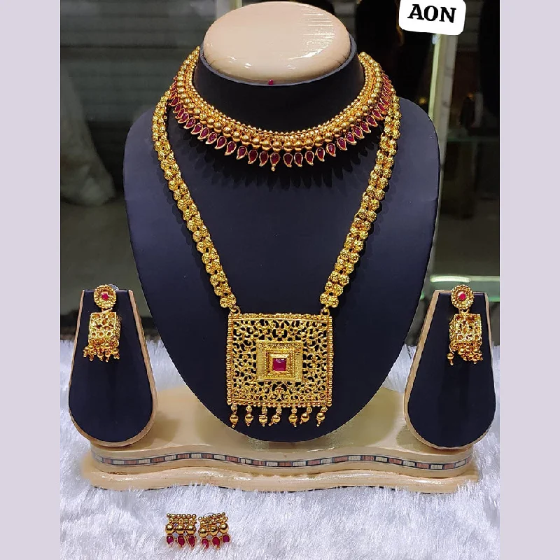 Discounted Luxury Jewelry – Shine Without The Splurge Lucentarts Jewellery Gold Plated Double Necklace Set