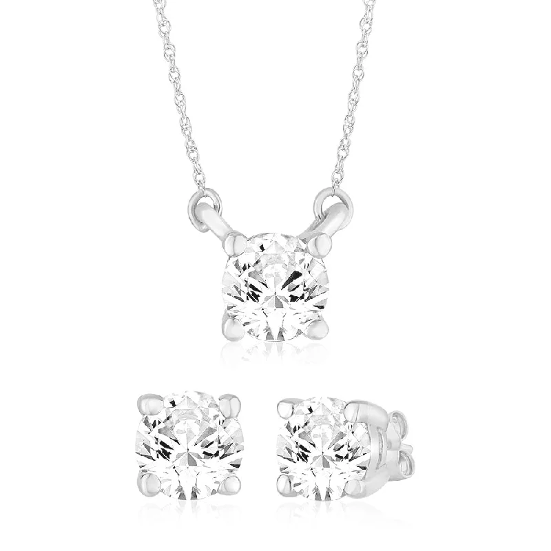 Affordable Elegance – Special Jewelry Sale Now Live Luminesce Lab Grown 0.30Ct Earring & 0.30Ct Diamond Pendant Set With Adjustable Chain in 9ct White Gold