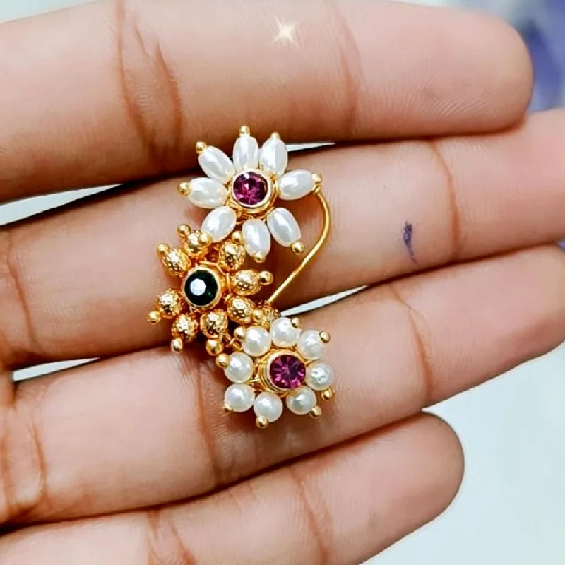 Personalized Jewelry Sale – Unique Pieces At Great Prices Manisha Jewellery Gold Plated Austrian Stone And Pearl Nose Ring