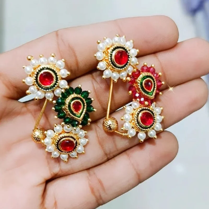 Affordable Glamour – Premium Jewelry At Special Prices Manisha Jewellery Gold Plated Austrian Stone And Pearl Nose Ring