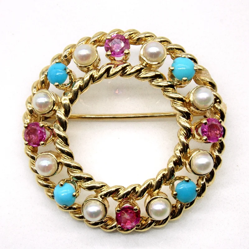 Grab Your Favorite Jewelry At The Lowest Prices Multi Gem Wreath Brooch | 0.88ctw |