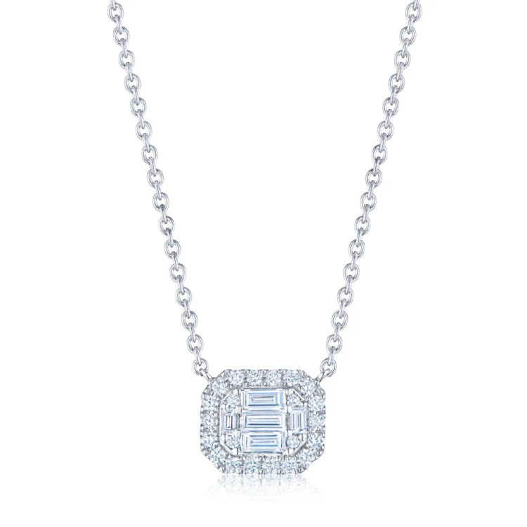 Luxury Jewelry Clearance – Shop Premium Styles Now KWIAT Sunburst Emerald Cut Diamond Pendant with Halo N-9887
