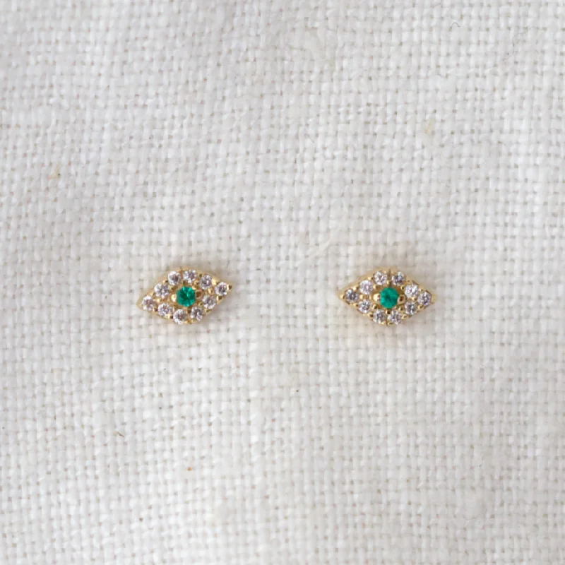 Luxury Jewelry Clearance – Shop Premium Styles Now Pave & Emerald Evil Eye Flat Back Studs