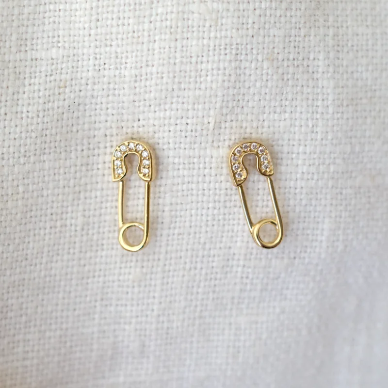 Jewelry Deals That Sparkle – Shop Today Pave Safetypin Studs - Pair