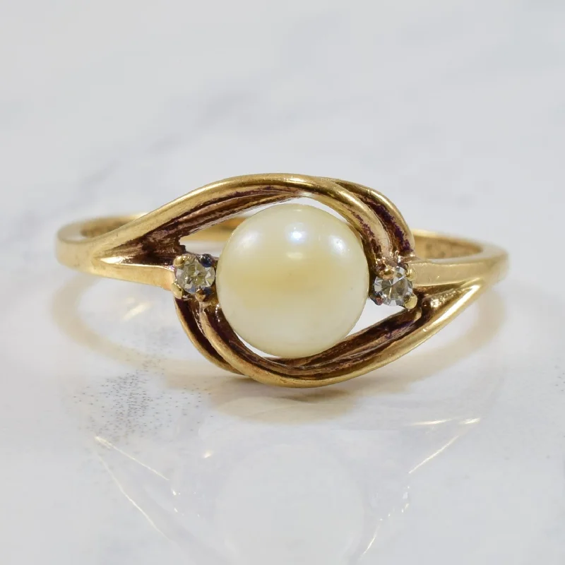 Buy More, Save More – Special Jewelry Discounts Pearl & Diamond Bypass Ring | 1.38ct, 0.03ctw | SZ 6.25 |