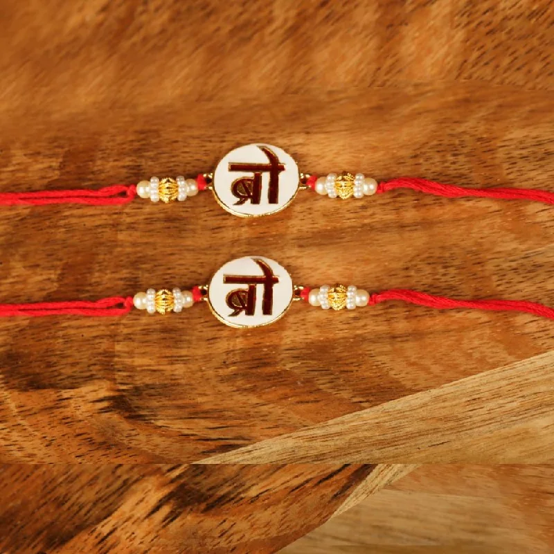 Grab Your Favorite Jewelry At The Lowest Prices Raddhi Jewels Elegant Enamel Bro Set of 2 Rakhi For Brother/Bhai/Bro