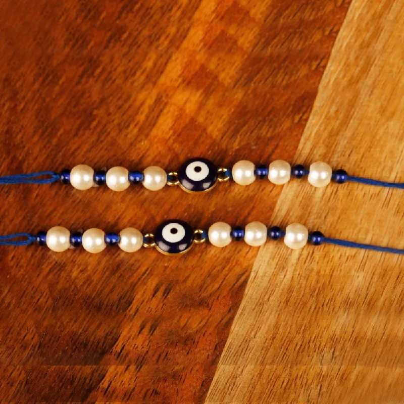 Grab Your Dream Jewelry At The Lowest Prices Raddhi Jewels Enamel Evil Eye Pearl Rakhi Set of 2 For Brother/Bhai/Bro