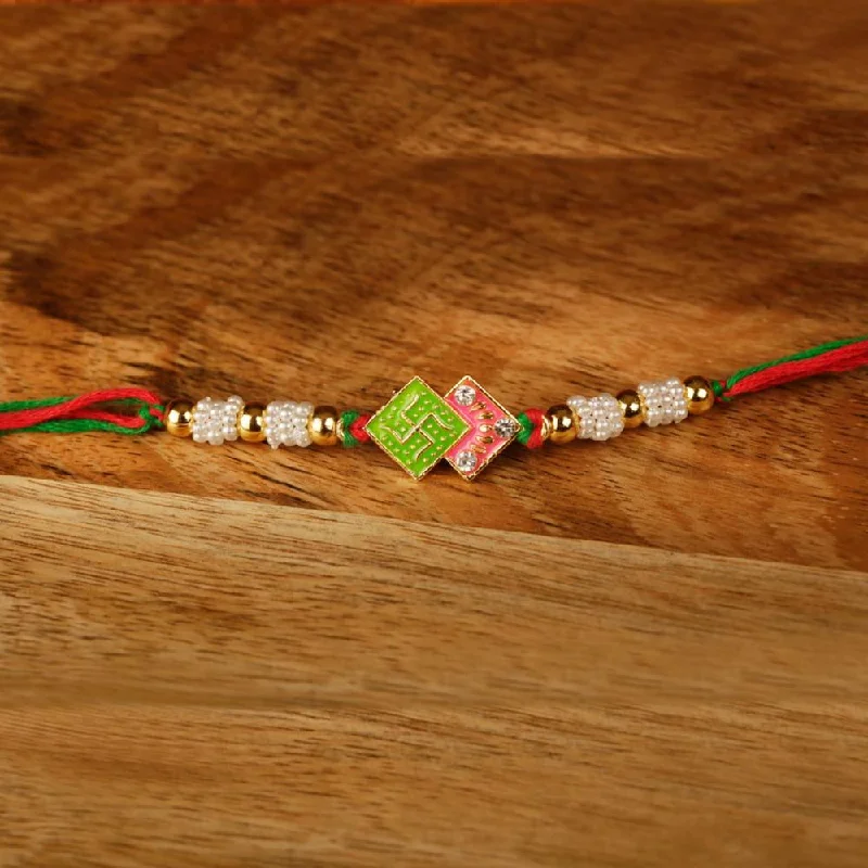 Premium Jewelry At Special Low Prices For A Limited Time Raddhi Jewels Enamel Swastik Rakhi For Brother/bhai/Bro
