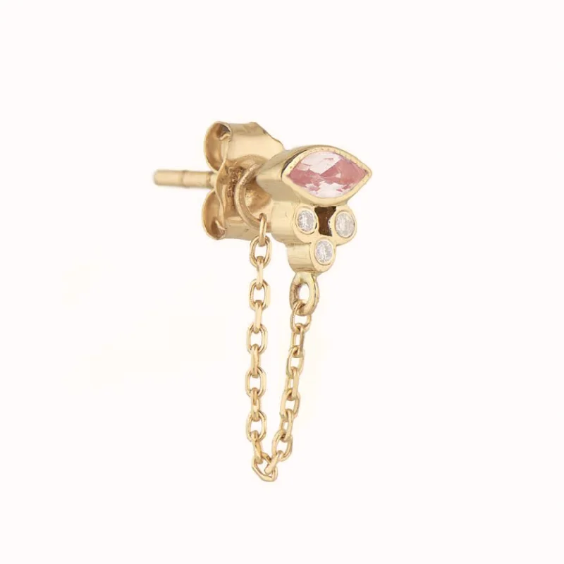 Exclusive Online Discounts On Stylish Jewelry Light Pink Tourmaline Marquise Single Chain Earring