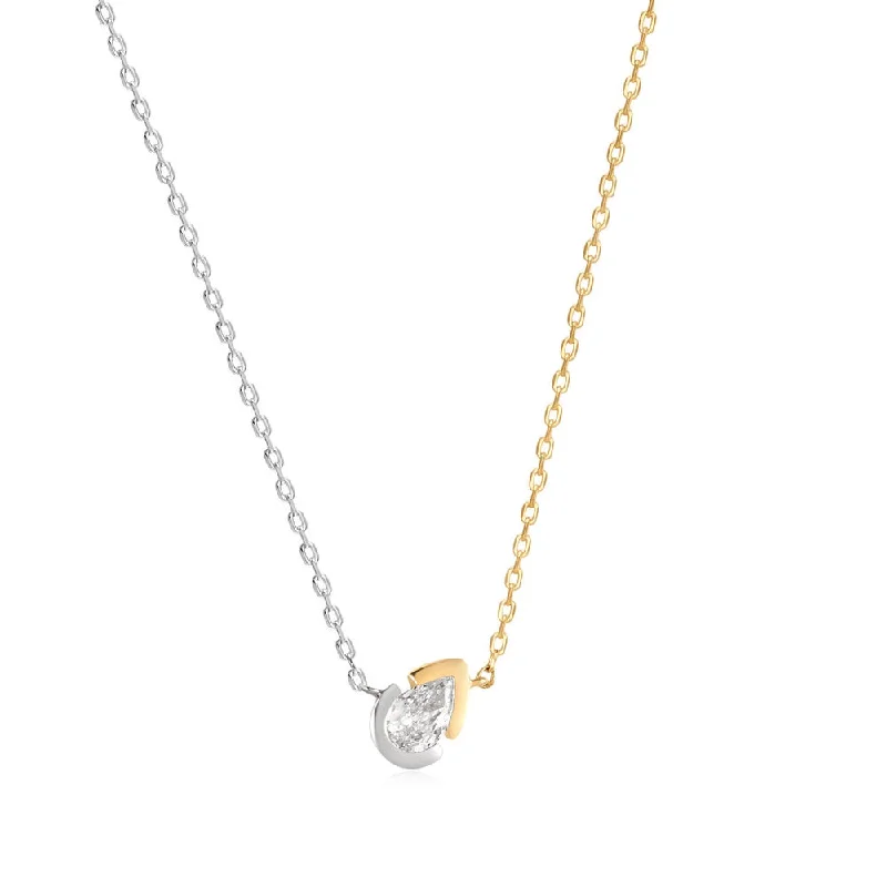Your Dream Jewelry At Dream Prices Two-Tone Bezel Pear Lab Grown Diamond Pendant Necklace