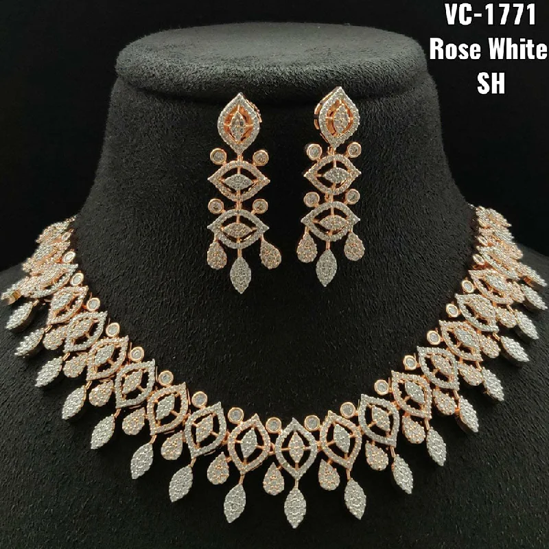 Timeless Jewelry At Special Discount Rates Vivah Creations Rose Gold Plated AD Stone Necklace Set