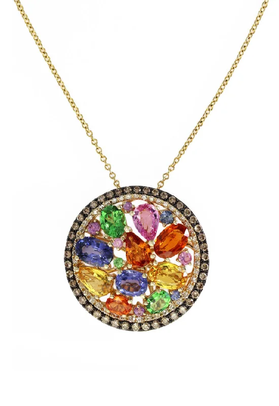 Celebrate Every Occasion With Sparkling Savings Watercolors Multi Sapphire & Diamond Pendant, 5.11 TCW